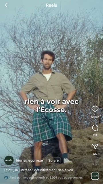 Capture d'écran d'une vidéo reveal de la campagne Rien à voir Correze tourisme